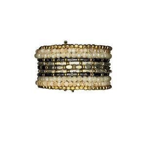 Nordstrom beaded cuff bracelet in cream and silver